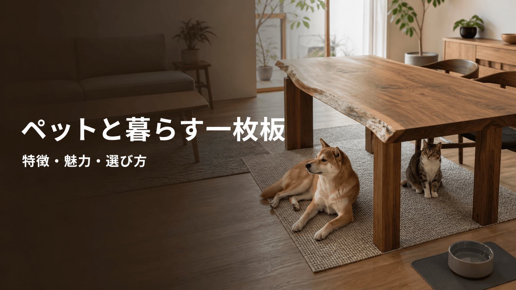 ペットと暮らす一枚板テーブル|特徴・魅力・選び方